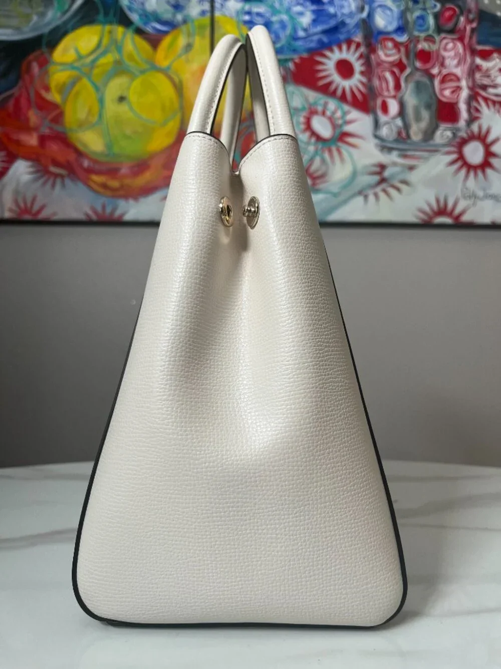 Kate Spade New York Kristi Large Pebbled Leather Satchel Parchment NWOT